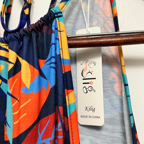 KILIG Women 2024 Summer Maxi Dress Casual Floral Halter Neck NWT - Picture 6 of 8